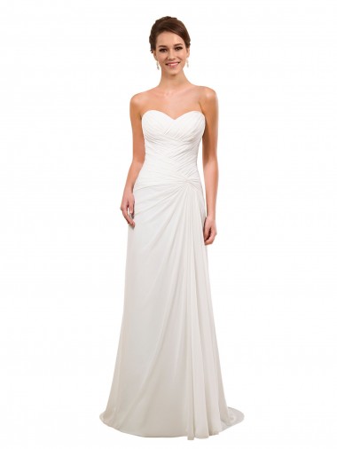 Outlet Elfenbein Etui Kapelle-schleppe Chiffon Brautkleider