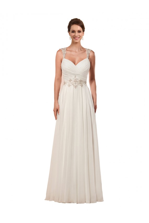 Outlet Elfenbein Etui Kapelle-schleppe Chiffon Brautkleider