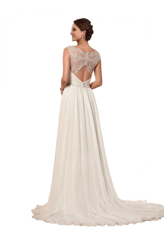 Outlet Elfenbein Etui Kapelle-schleppe Chiffon Brautkleider